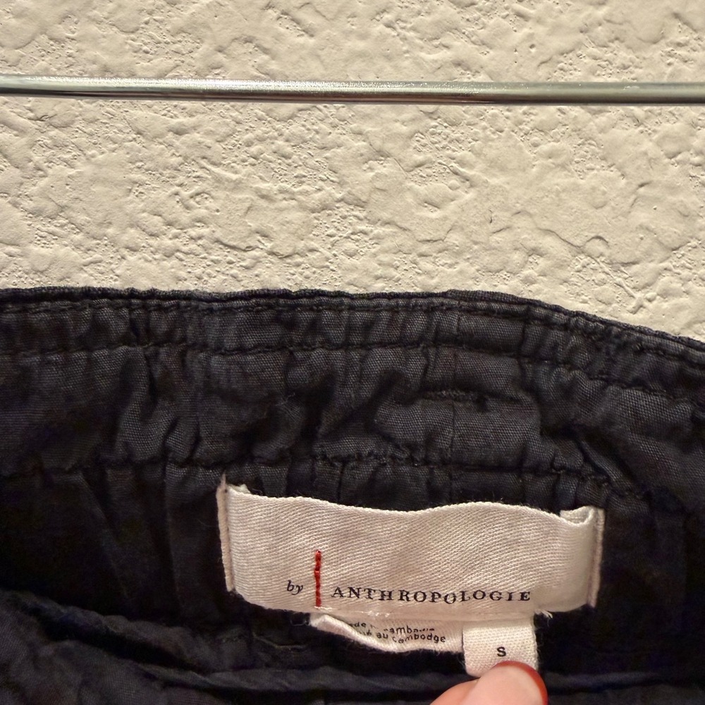 Anthropologie Black Paperbag Waist Belted Pants Small High Rise D-Ring Trousers - Picture 3 of 4